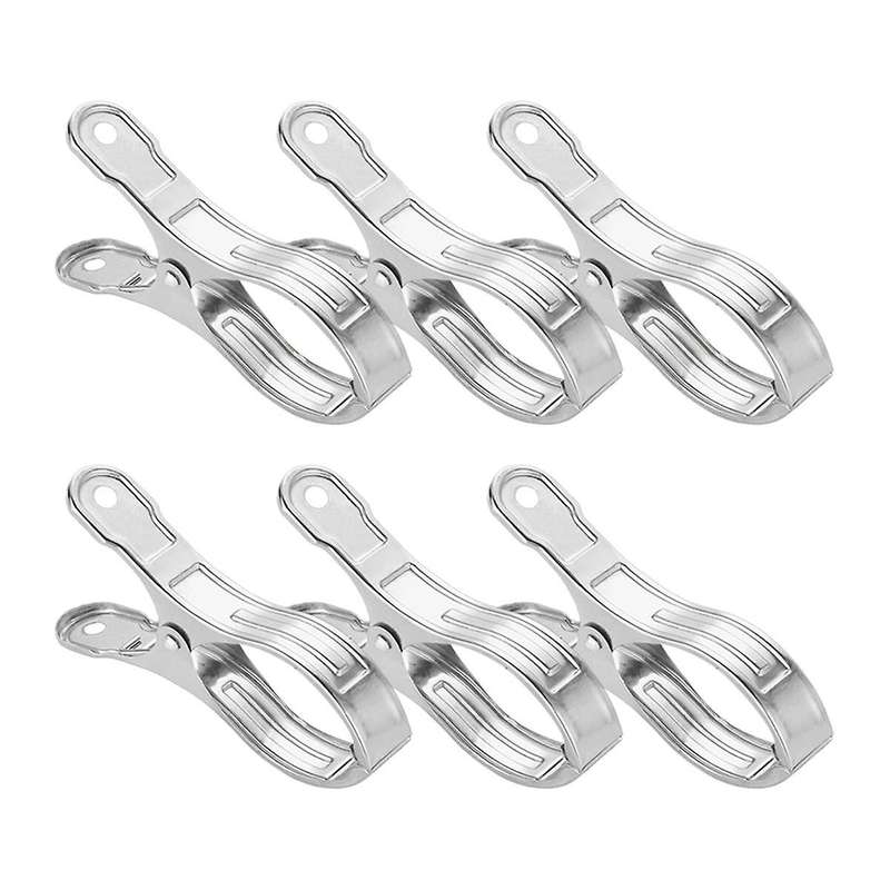 6Pcs Metal ClothesPins,Row Cover Clips Stainless Steel Pool Towel Clips,Chair Clips for Beach Towels