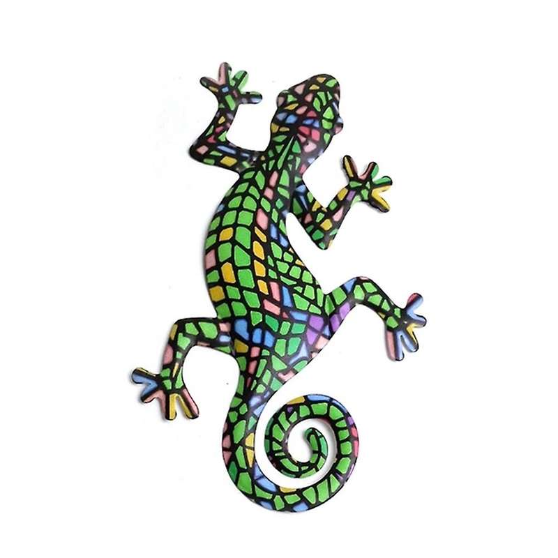 6Pcs Metal Gecko Wall Art Decor Inspirational Sculpture Hang Indoor Outdoor for Home Bedroom Living