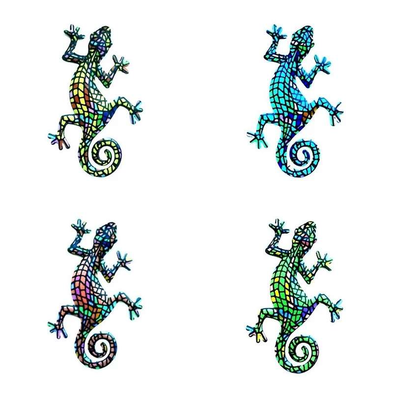 6Pcs Metal Gecko Wall Art Decor Inspirational Sculpture Hang Indoor Outdoor for Home Bedroom Living