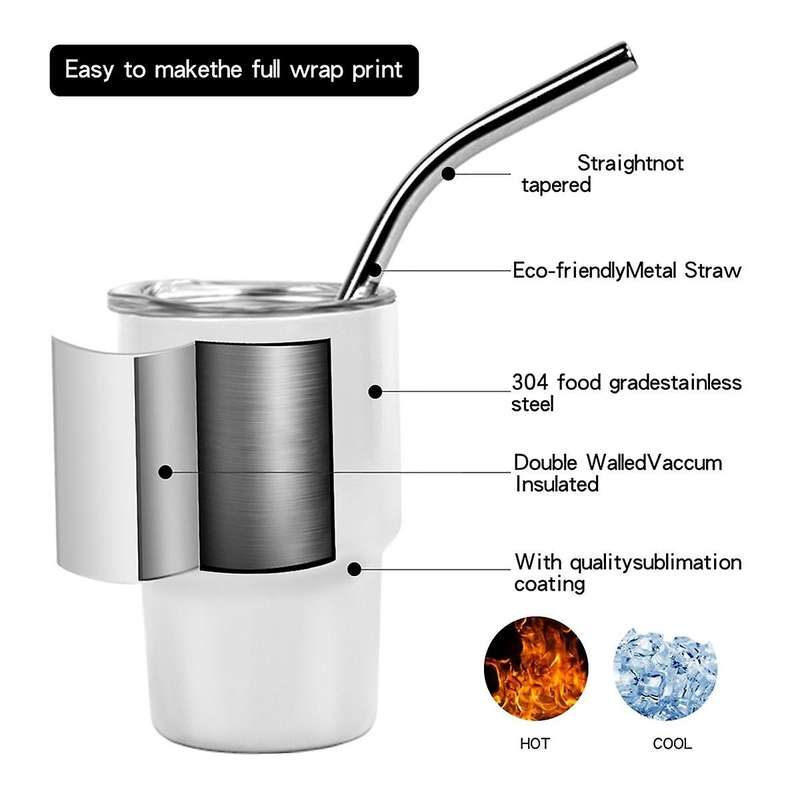 6PCS Mini 3oz Tumbler Shot Glass with Straw and Lids , Sublimation Double Layer Shot Glasses Set for