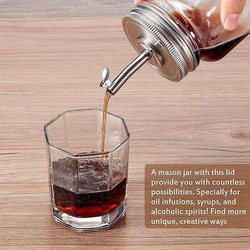 6Pcs Mason Jar Pour Spout Lid, Jar Oil Spout Lid Oil Pour Spout Dispenser with Caps Liquor Bottle Sp