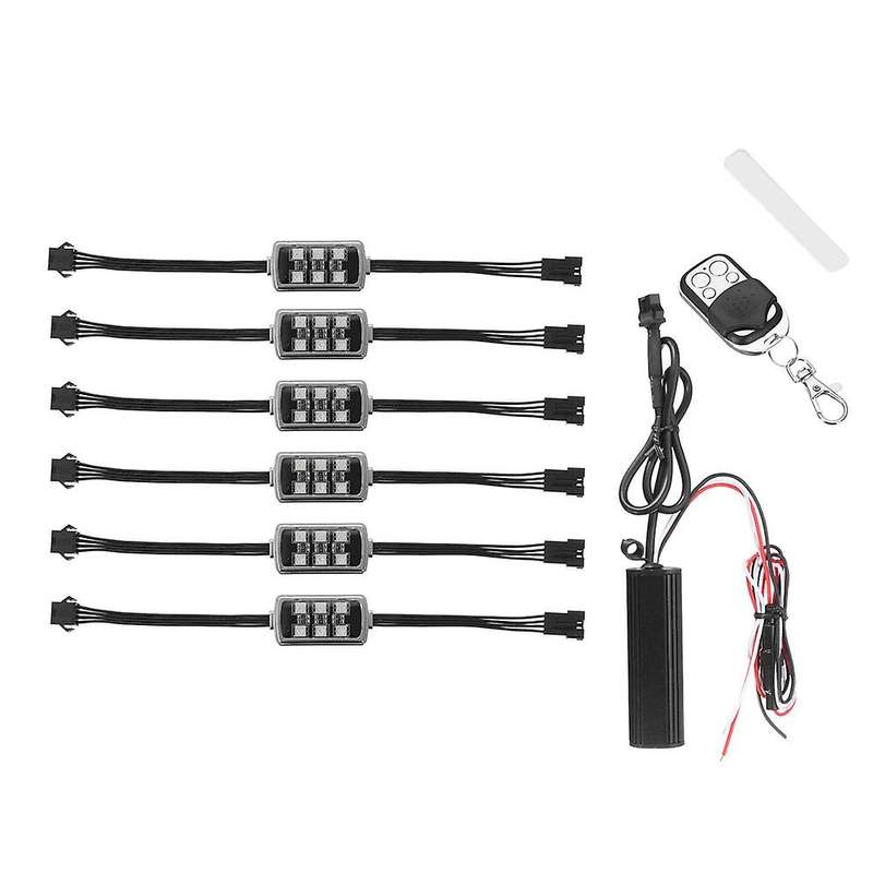 6Pcs Motorcycle ATV RGB LED Neon Under Glow Light Strip Kit Atmosphere Lights