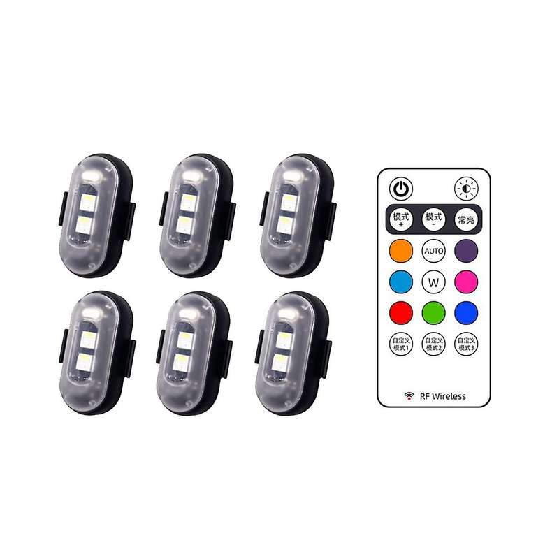 6pcs Motorcycle Led Warning Light Universal Mini Signal Light Drone with Controller Strobe Light 8