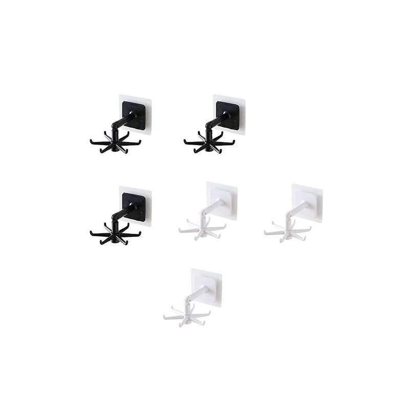 6pcs Multifunctional Rotatable Universal Hook Kitchen Wall Hanging Storage Rack Strong Seamless Hook