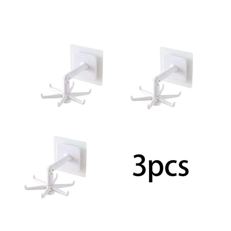 6pcs Multifunctional Rotatable Universal Hook Kitchen Wall Hanging Storage Rack Strong Seamless Hook