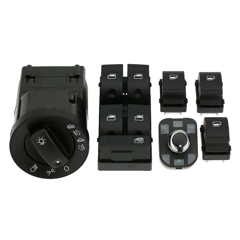 6Pcs Mirror Knob Headlight Control Power Window Switch for - A4 S4 B6 B7