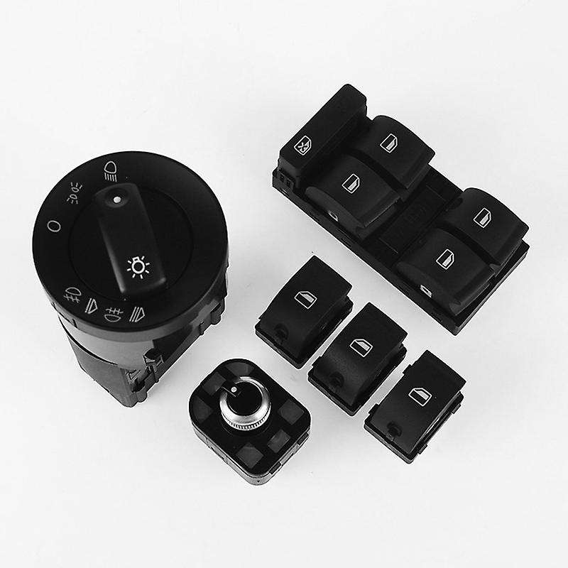 6Pcs Mirror Knob Headlight Control Power Window Switch for - A4 S4 B6 B7