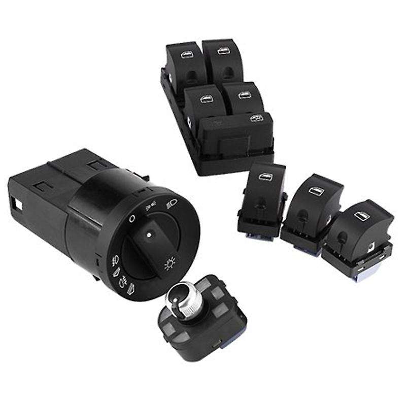 6Pcs Mirror Knob Headlight Control Power Window Switch for - A4 S4 B6 B7