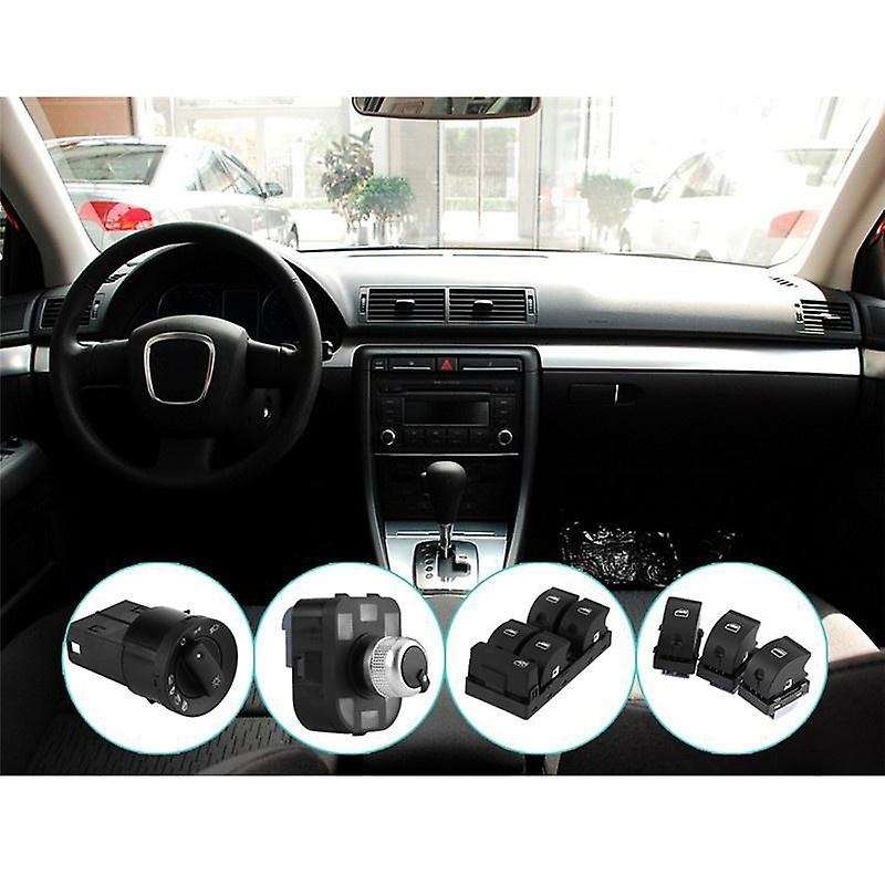 6Pcs Mirror Knob Headlight Control Power Window Switch for - A4 S4 B6 B7