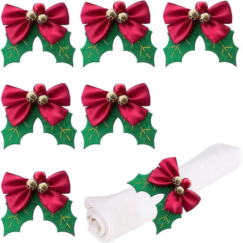 6Pcs Napkin Holder Christmas Bell Napkins Rings Cloth Napkin Holder for Christmas Dining Table,Home