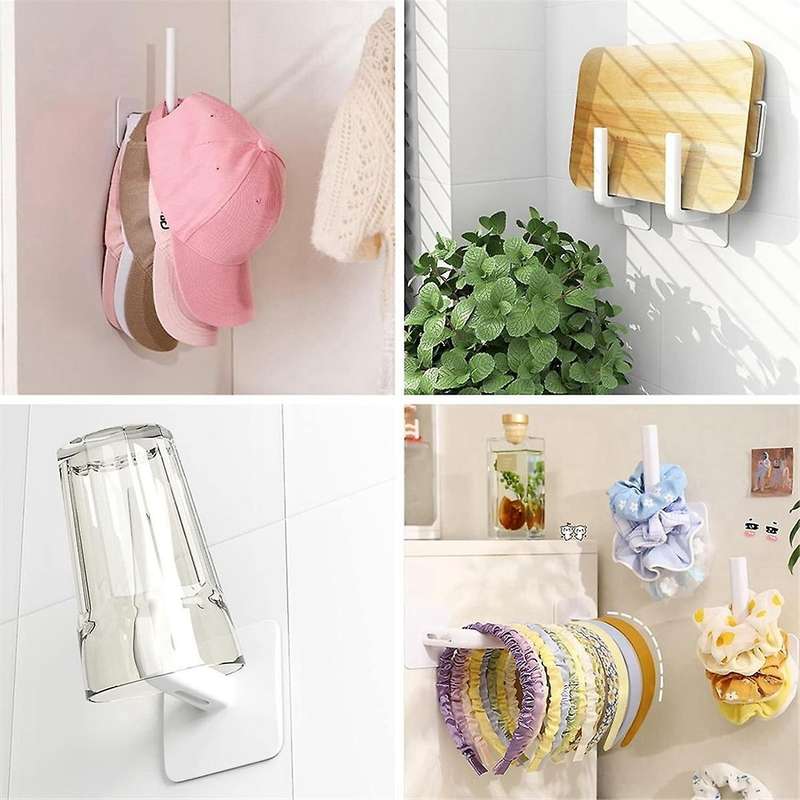 6Pcs No Punching Baseball Cap Hat Rack Wall Mounted Casual Hat Clothing Bathroom Kitchen Bedroom Sto