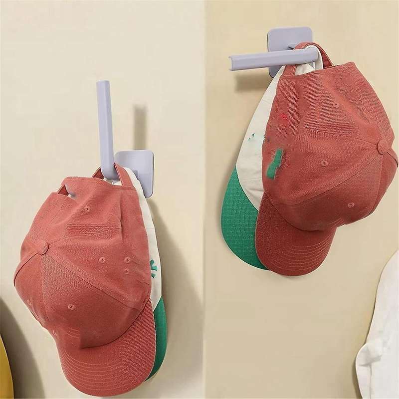 6Pcs No Punching Baseball Cap Hat Rack Wall Mounted Casual Hat Clothing Bathroom Kitchen Bedroom Sto