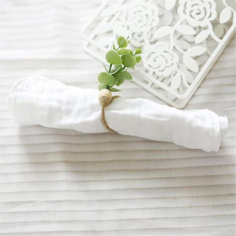 6PCS Napkin Rings Wooden Boho Napkin Rings Eucalyptus Napkins for Party, Christmas or Table Decor
