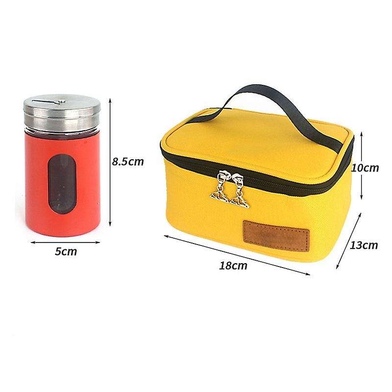 6Pcs Outdoor Seasoning Bottle Set Stainless Steel Glass Bottle Camping Barbecue Picnic Seasoning Tan
