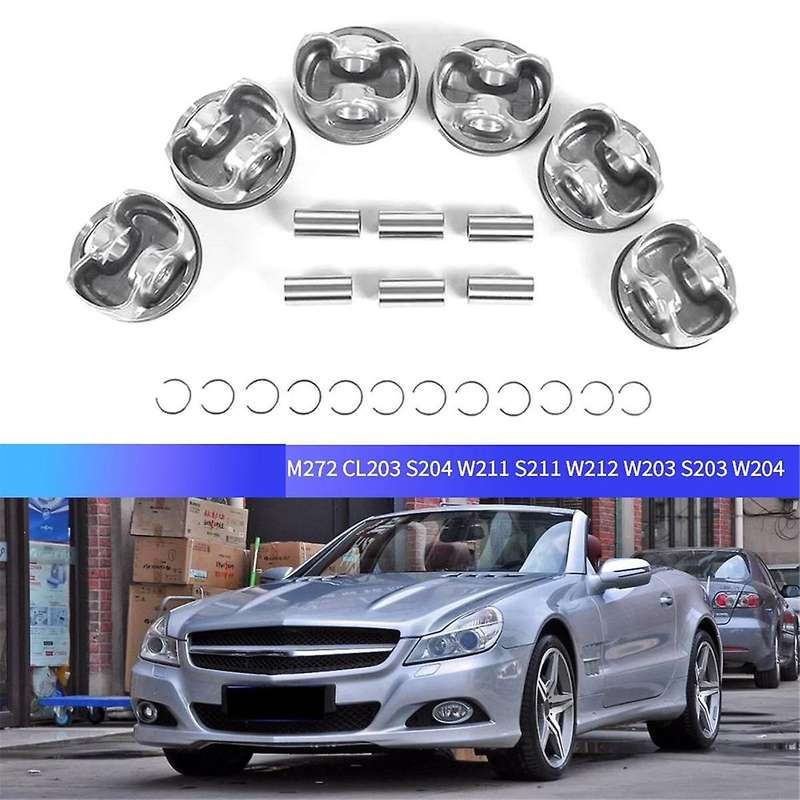6Pcs Pistons & Rings Kit 2720303717 2720304017 A2720301018 for E-CLASS M272 CL203 S204 W211 S211 W2