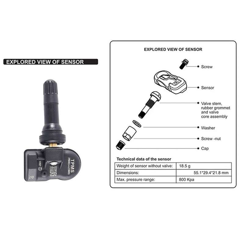 6Pcs Programming MX Sensor 315MHZ 433MHZ Tire TPMS Sensor Universal 2 in 1 Tire Pressure Monitor Re
