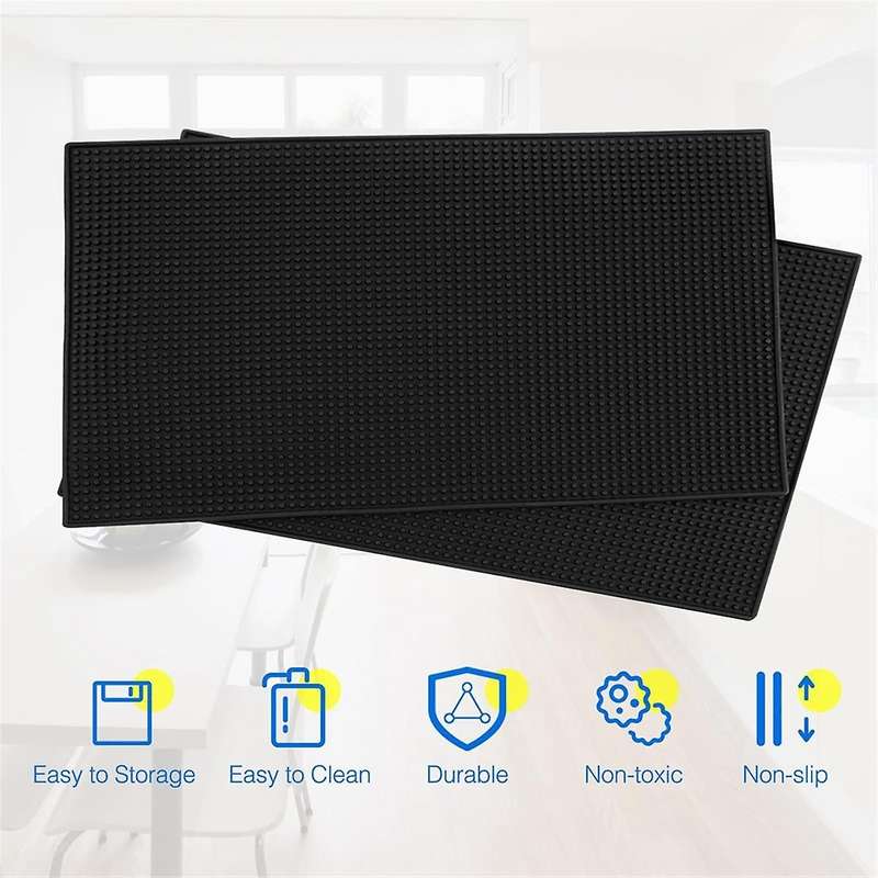 6pcs Rubber Mat Non Bar Service Spill Mat for Countertop Cocktail Bartending Restaurants Barbershop