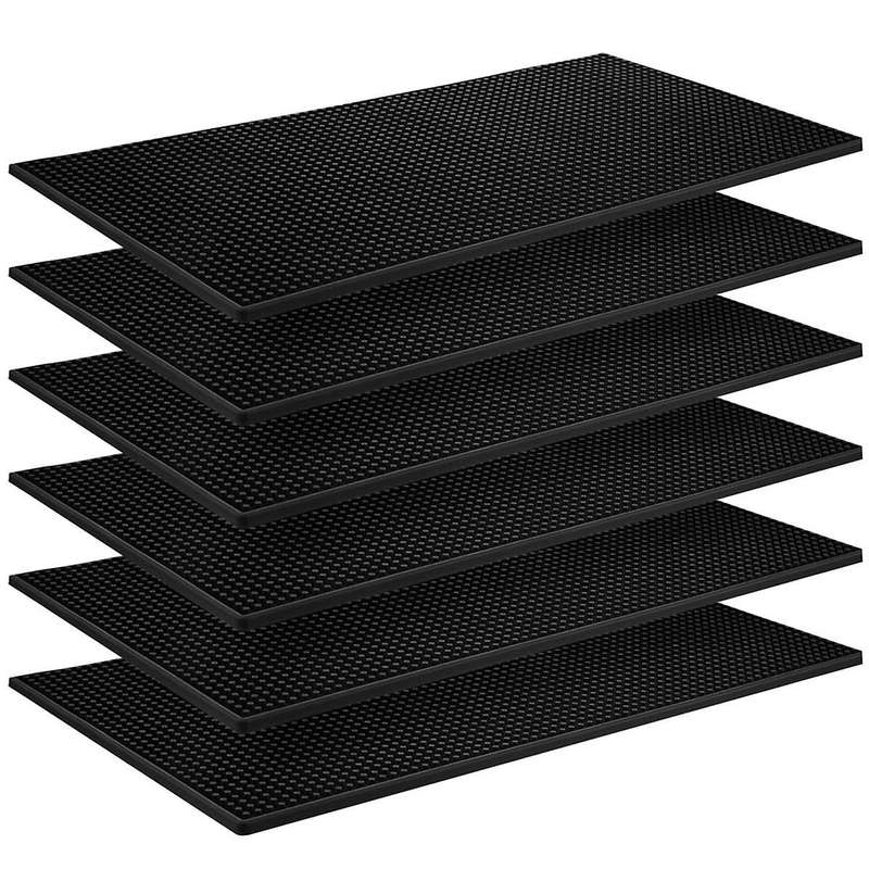6pcs Rubber Mat Non Bar Service Spill Mat for Countertop Cocktail Bartending Restaurants Barbershop