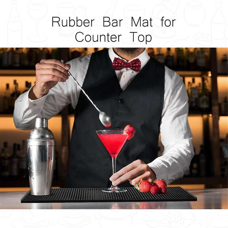 6pcs Rubber Mat Non Bar Service Spill Mat for Countertop Cocktail Bartending Restaurants Barbershop