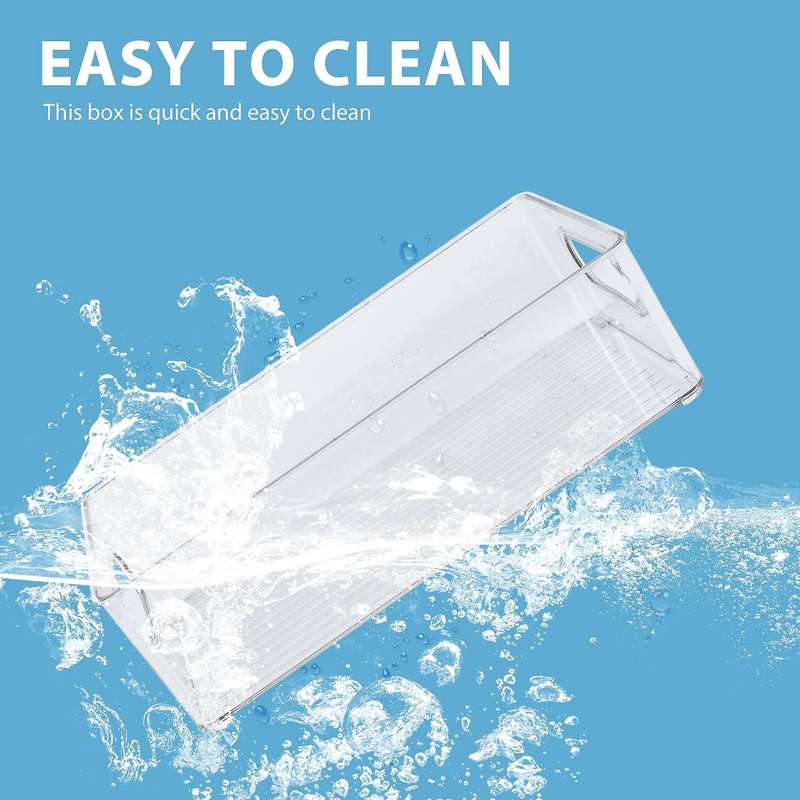 6pcs Refrigerator Organizer Bins Stackable Fridge Organizers with Cutout Handles Clear Plastic Pant