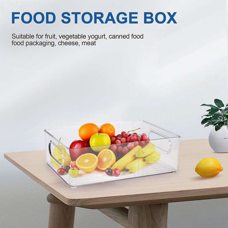 6pcs Refrigerator Organizer Bins Stackable Fridge Organizers with Cutout Handles Clear Plastic Pant