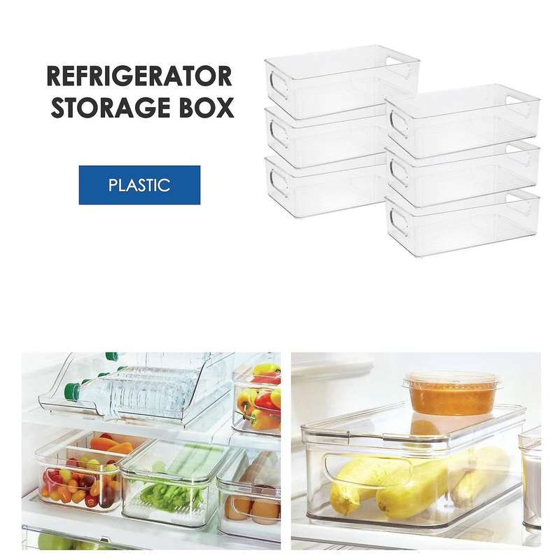 6pcs Refrigerator Organizer Bins Stackable Fridge Organizers with Cutout Handles Clear Plastic Pant
