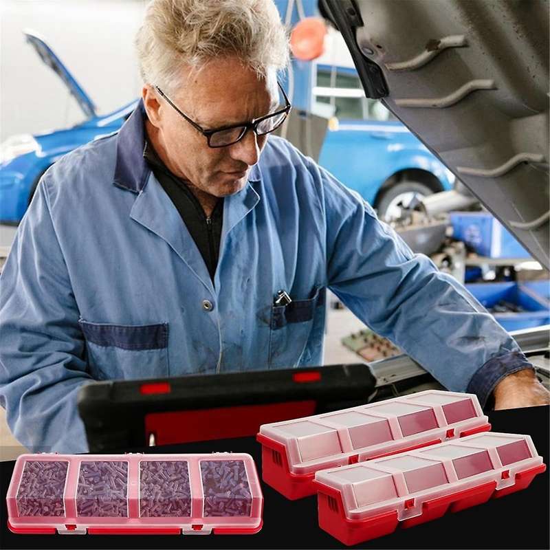 6Pcs Screw Organizers Storage Bins with Lids, Plastic Stackable Hardware Organizer Box for Garage N