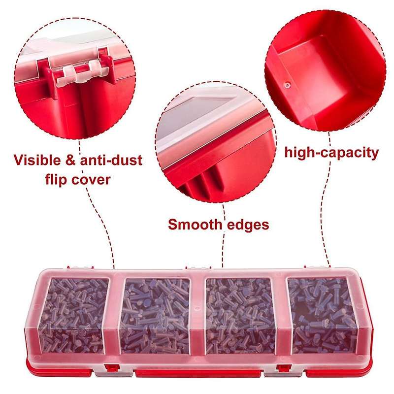 6Pcs Screw Organizers Storage Bins with Lids, Plastic Stackable Hardware Organizer Box for Garage N
