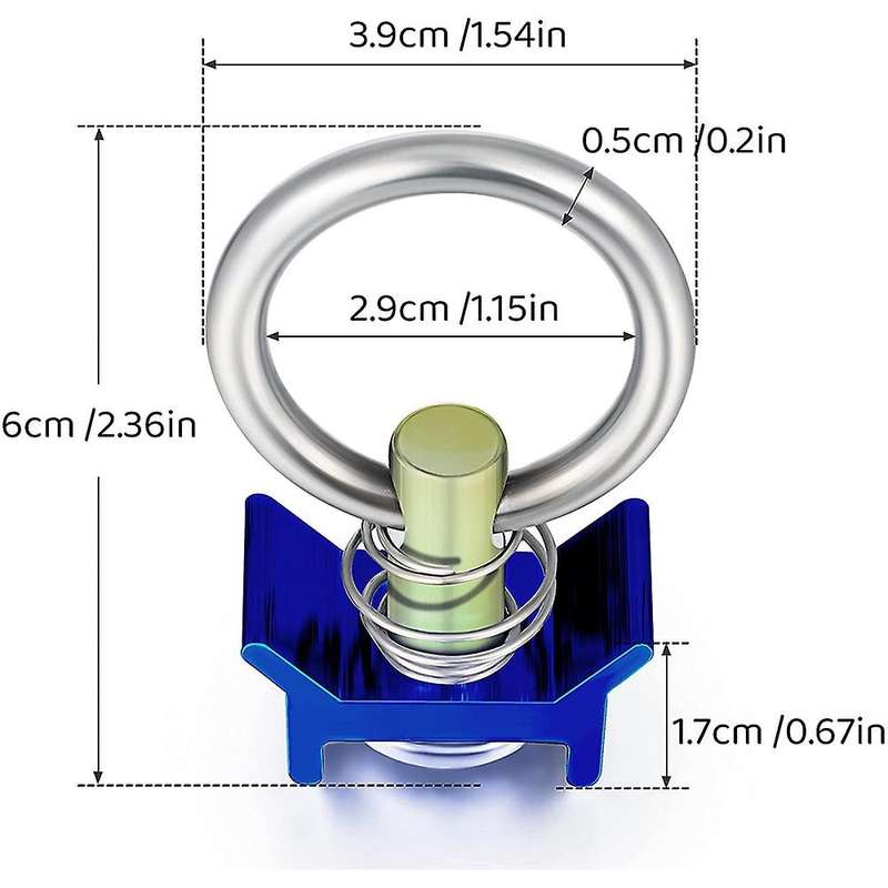 6Pcs Single Stud Fitting L Track 4000LB Capacity with Stainless Steel Round Ring for Airline Track L