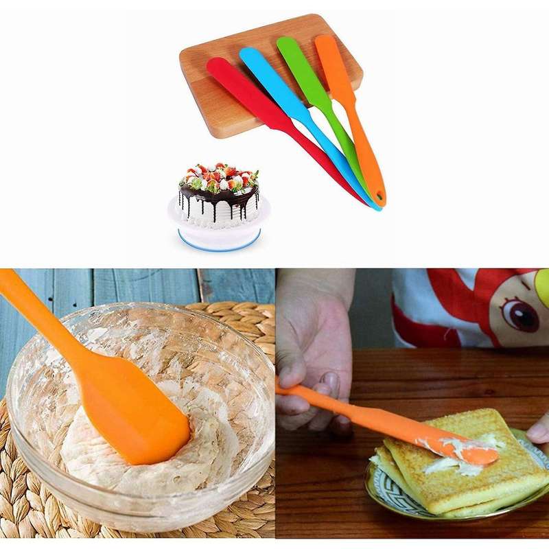 6Pcs Silicone Spatula Set, Heat-Resistant Non-Stick Flexible Spatula Rubber Butter Cake Cream Spatul