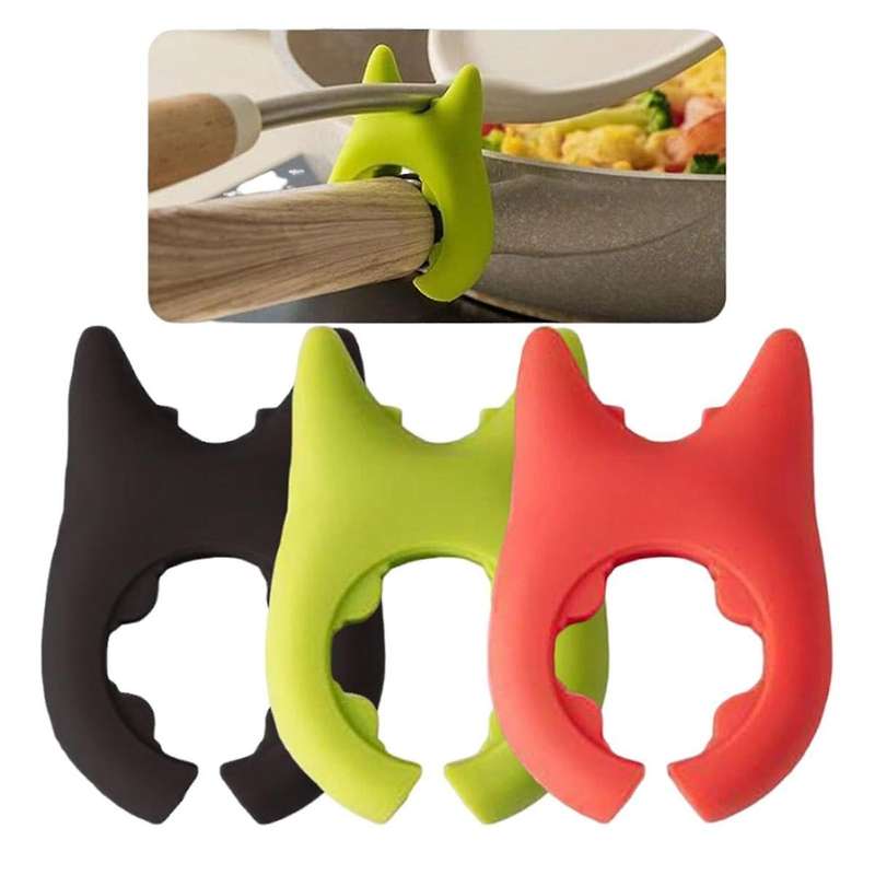 6PCS Spatula Rack with Pot Lid and Soup Spoon Holder, Silicone Pot Clip Spoon Rest Kitchen Spoon Hol