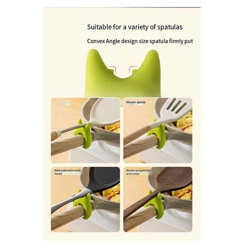 6PCS Spatula Rack with Pot Lid and Soup Spoon Holder, Silicone Pot Clip Spoon Rest Kitchen Spoon Hol