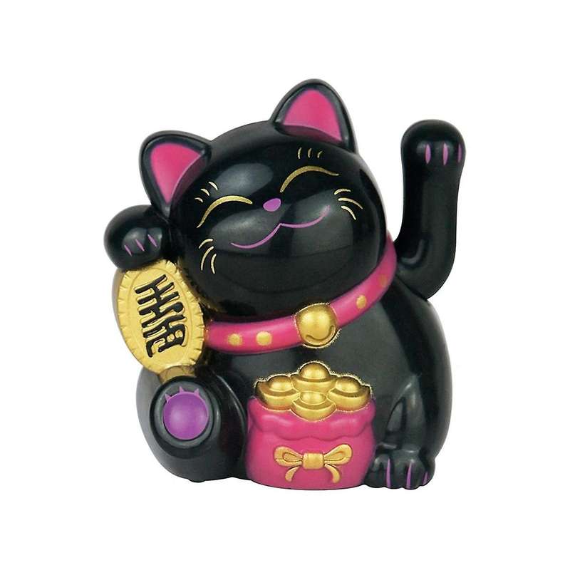 6pcs Solar Powered Automatic Waving Cat Beckoning Fortune Cat for Office Decor Car Ornament Home Dec