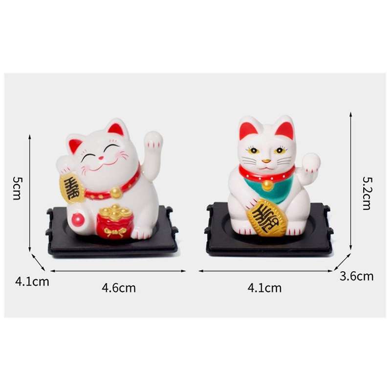 6pcs Solar Powered Automatic Waving Cat Beckoning Fortune Cat for Office Decor Car Ornament Home Dec