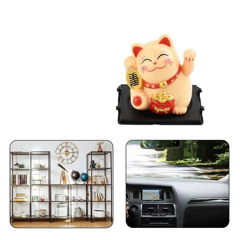 6pcs Solar Powered Automatic Waving Cat Beckoning Fortune Cat for Office Decor Car Ornament Home Dec