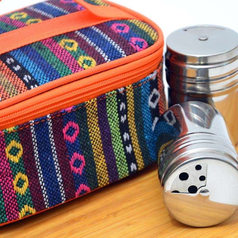 6Pcs Spice Jar Set Cruet Condiment Stainless Steel Seasoning Box Salt Pepper Shakers Camping Outdoor
