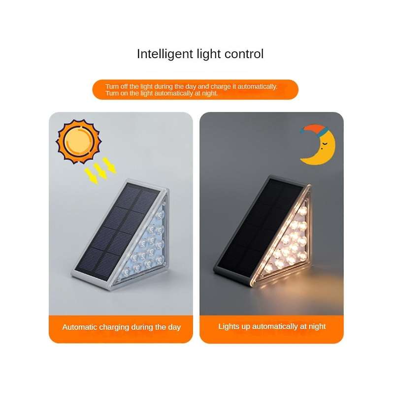 6PCS Solar Step Lights IP67 Outdoor Waterproof Stairs Lighting Security Wall Lamp Warm White for Ga