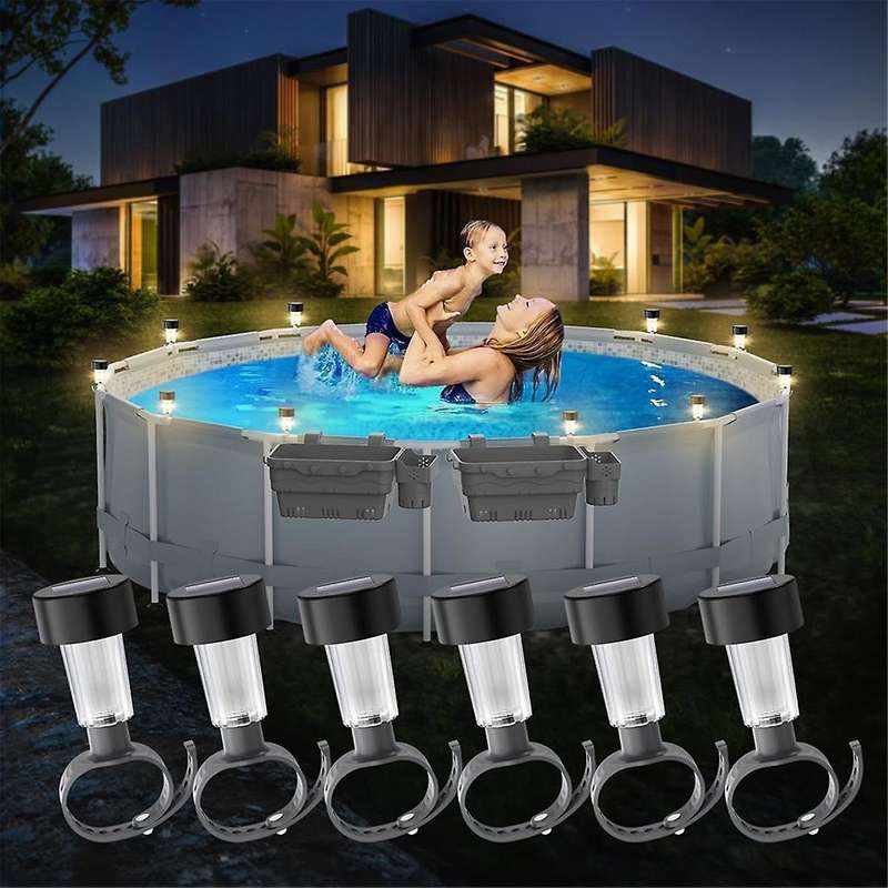 6PCS Solar Pool Light Waterproof LED for Swimming Pool Outdoor Pool Fence Decorative Accessories