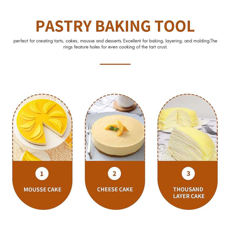 6pcs Square Stainless Steel Porous Tart Ring Bottom Tower Pie Cake Mould Baking Tools French Baking