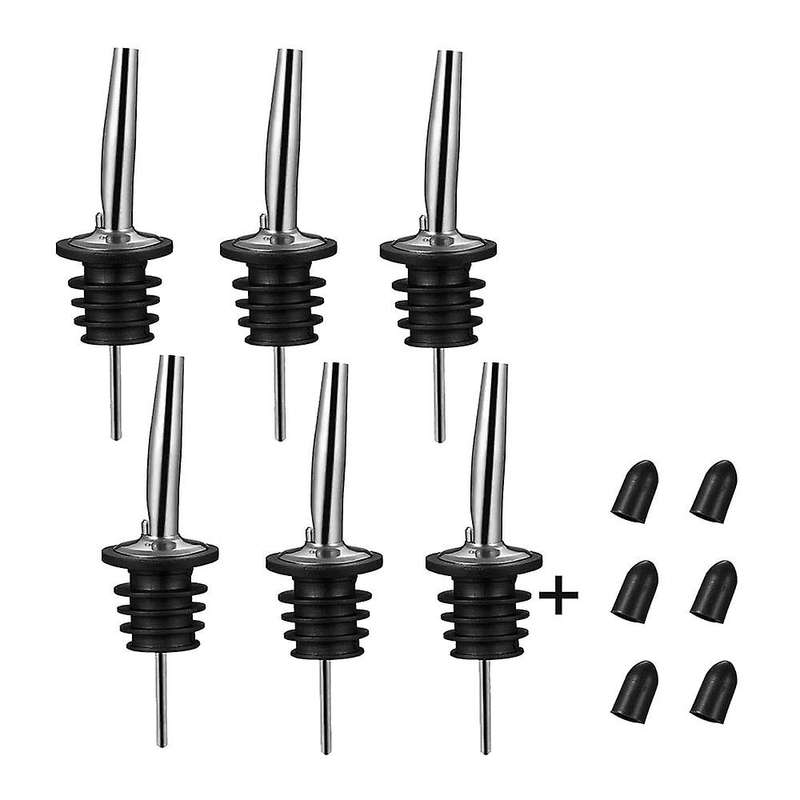 6Pcs Stainless Steel Pourers,Speed Pourer, Liquor Bottle Pourers and Vinegar Tapered Stopper Spout
