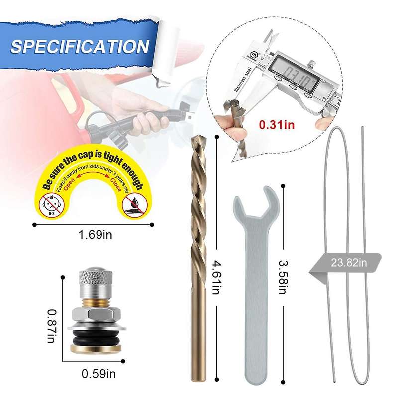 6Pcs Universal Car Fuel Gas Can Vent Caps Stainless Steel Gas Can Replacement Vent Plug Gas Jug Vent