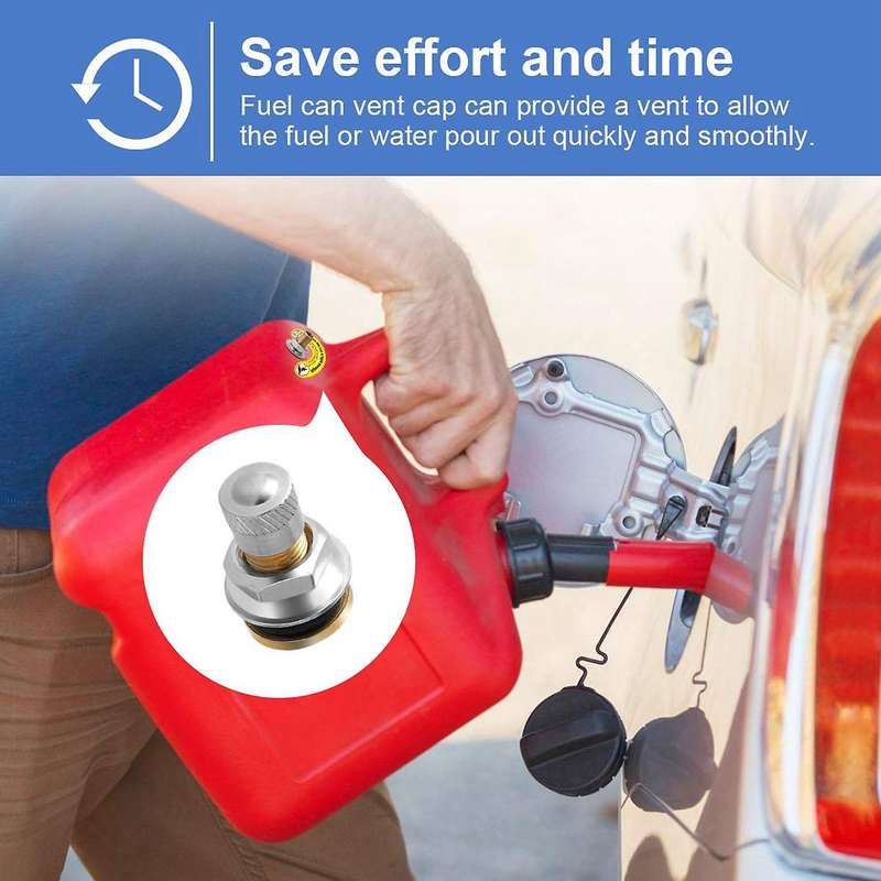 6Pcs Universal Car Fuel Gas Can Vent Caps Stainless Steel Gas Can Replacement Vent Plug Gas Jug Vent