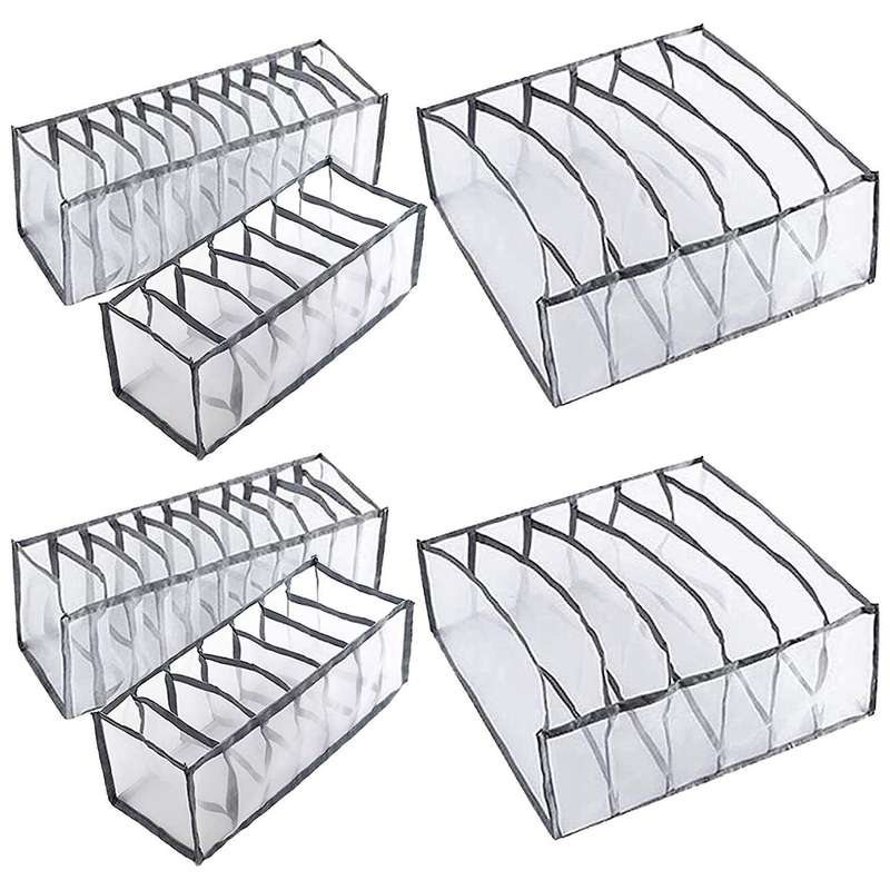 6pcs Underwear Drawer Organizer Foldable Closet Clothes Dividers Dresser Compartments Storage Box F