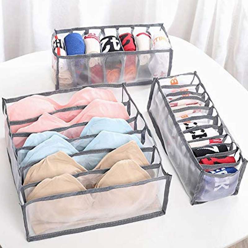 6pcs Underwear Drawer Organizer Foldable Closet Clothes Dividers Dresser Compartments Storage Box F