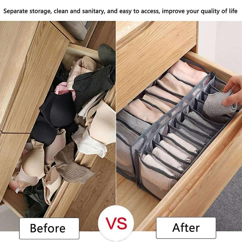 6pcs Underwear Drawer Organizer Foldable Closet Clothes Dividers Dresser Compartments Storage Box F