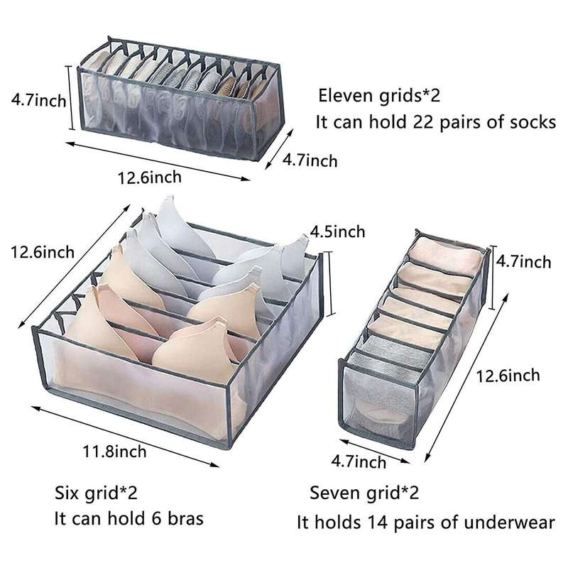 6pcs Underwear Drawer Organizer Foldable Closet Clothes Dividers Dresser Compartments Storage Box F