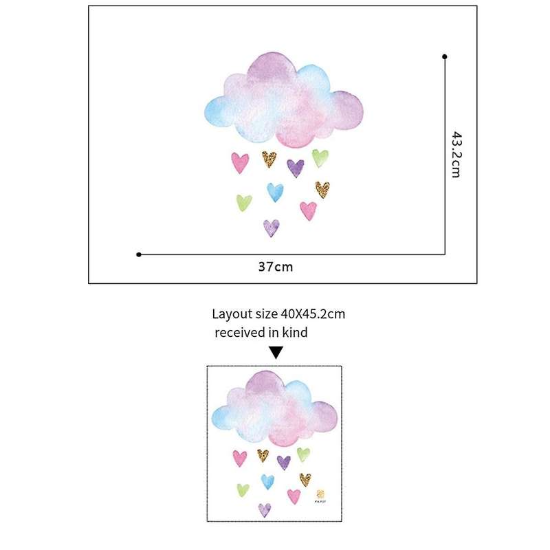 6PCS Wall Stickers Hand-Painted Colorful Love Clouds Children'S Room Decoration Self-Adhesive Remova
