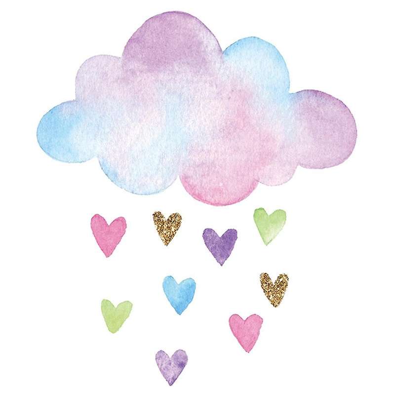 6PCS Wall Stickers Hand-Painted Colorful Love Clouds Children'S Room Decoration Self-Adhesive Remova