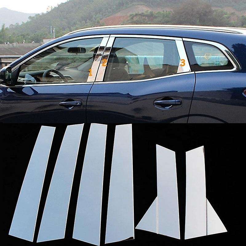 6Pcs Window B-Pillar Decorative Sticker Window Frame Center Pillar Cover Trim Strip Sticker for Kadj
