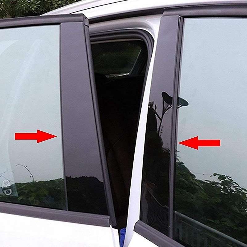 6pcs Window Pillar Posts Cover, for 2006-2011 Side Door Panel Trims, Glossy Black
